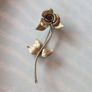 Pretty Gold Tone Rose Pin